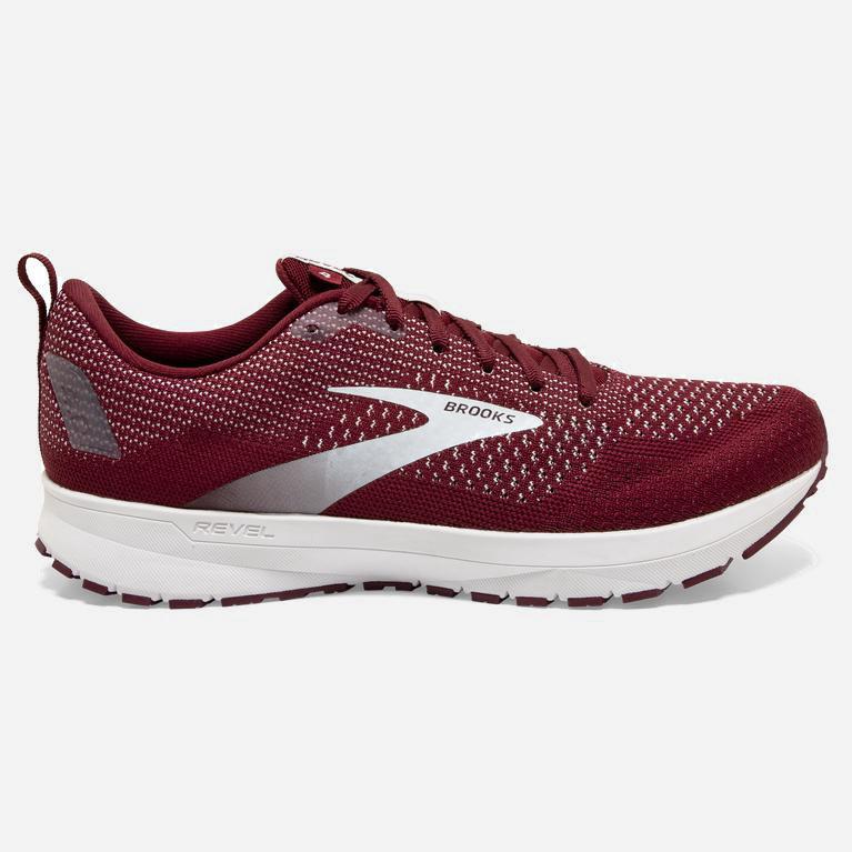 Tenis Brooks Revel 4 - Zapatillas Para Correr En Asfalto Hombre - Burdeos / Blancas (SPOB-97548)